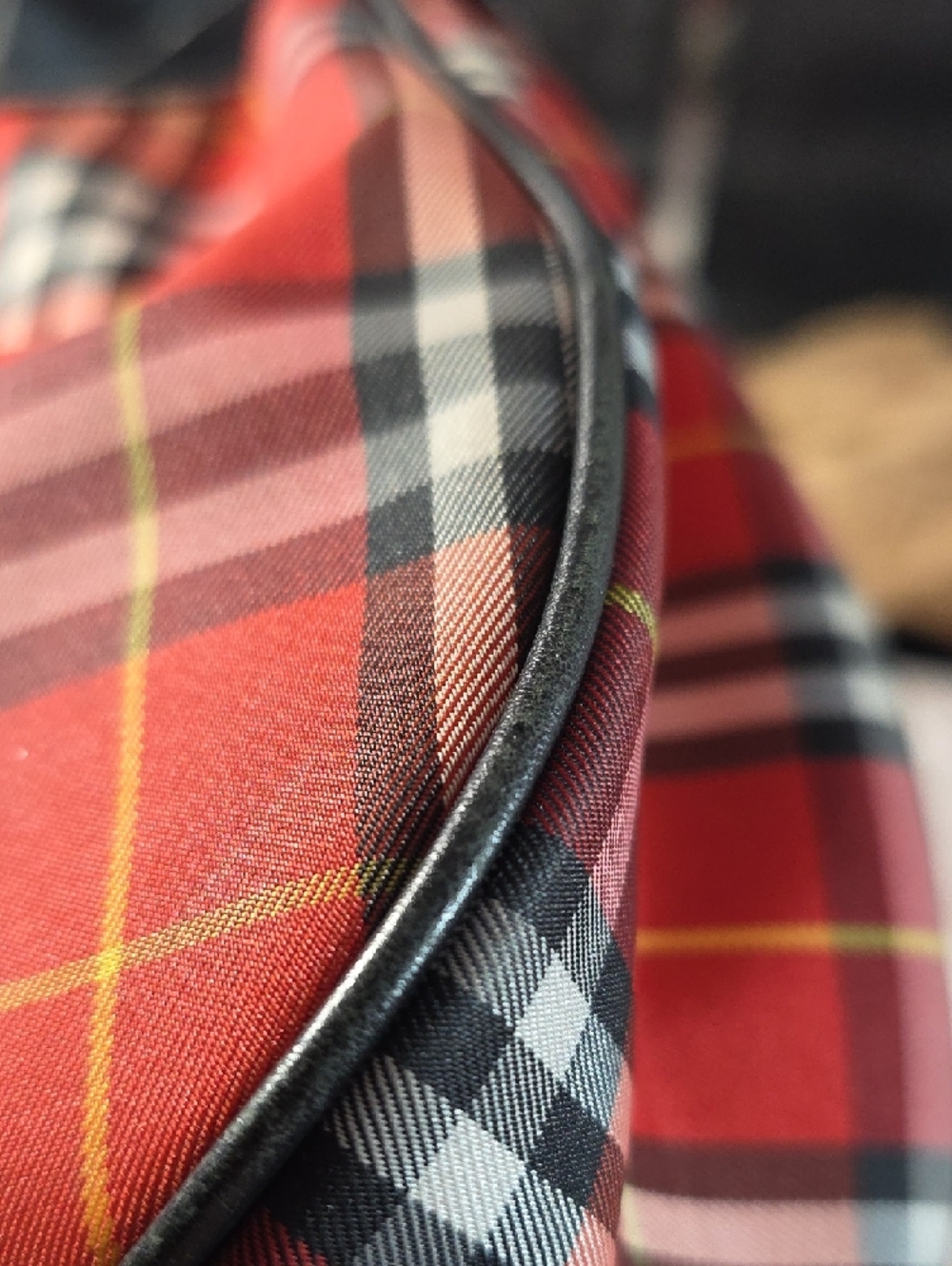 Burberry Red Plaid Shoulder Bag with Black Trim - Picture 12 of 15